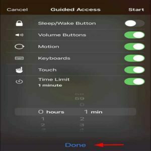 تنظیمات guided access